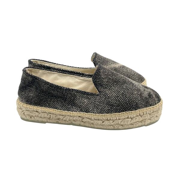 Manebi Double Sole Black Beige Two Tone Slip On Platform Espadrilles Flat Shoes - Picture 5 of 10